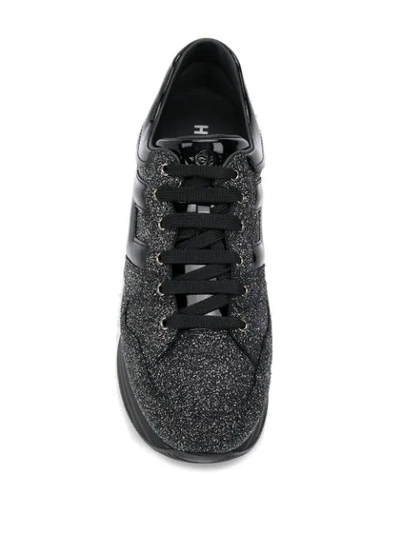 Shop Hogan Glitter Platform Sneakers In Black