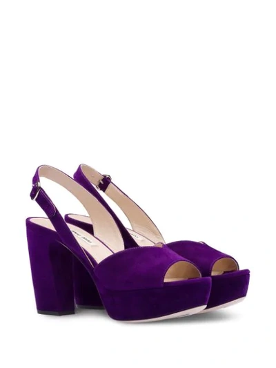 Shop Miu Miu Platform Slingback Sandals In Purple