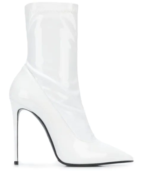 white heeled ankle boots