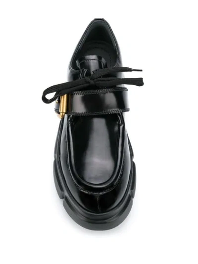 Shop Prada Buckle Detail Lace-up Shoe In Black