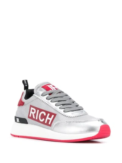 Shop John Richmond Side Logo Print Sneakers In Grey