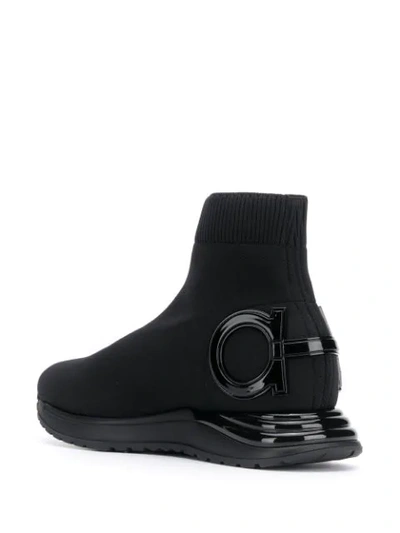 Shop Ferragamo Gancini Sock Sneakers In Black