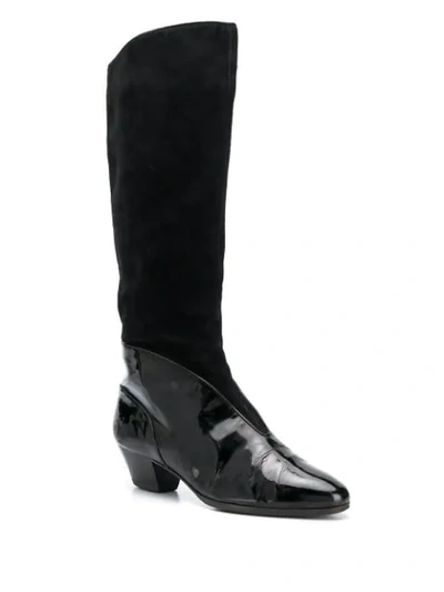 Pre-owned Ferragamo 1990s Panelled Boots In Black