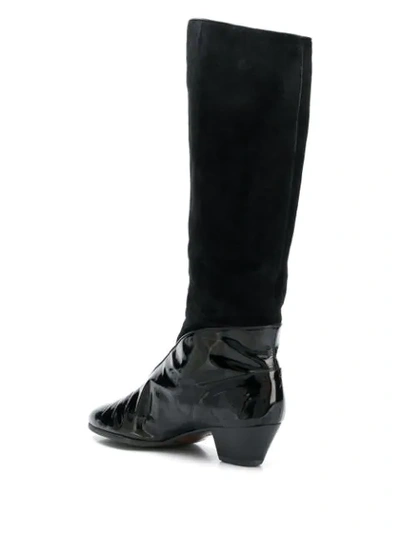 Pre-owned Ferragamo 1990s Panelled Boots In Black