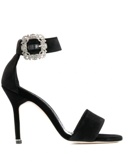 Shop Manolo Blahnik Sanghal Jewel-buckle Sandals In Black