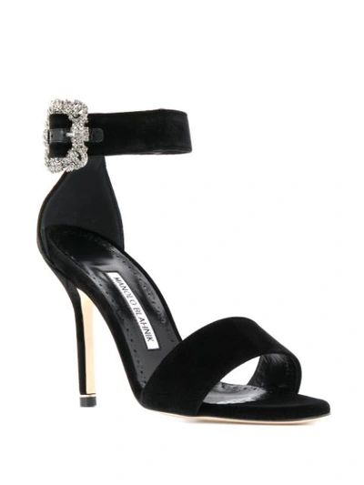 Shop Manolo Blahnik Sanghal Jewel-buckle Sandals In Black