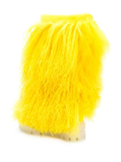 Shop Casadei Fur Snow Boots In Yellow