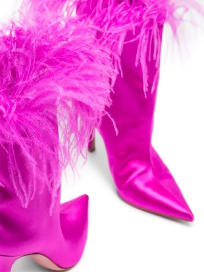 Shop Amina Muaddi Nakia Plume 165mm Boots In Pink