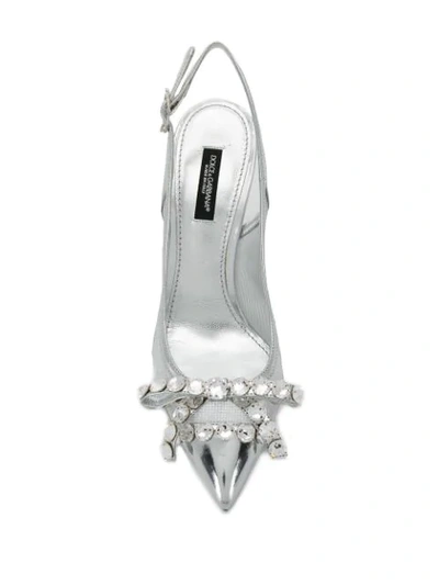 Shop Dolce & Gabbana Lori Mesh Slingback Pumps In Silver