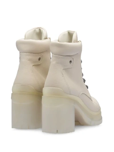Shop Prada Lace-up Chunky Heel Ankle Boots In White