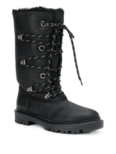 Shop Casadei Lace Up Boots In Black