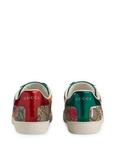 Shop Gucci Ace Gg Flora Print Sneaker In Neutrals