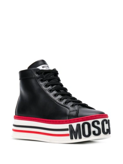 Shop Moschino Platform High-top Sneakers In Black