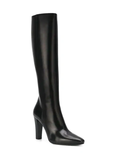 Shop Saint Laurent 'lily' Knee High Boots In Black