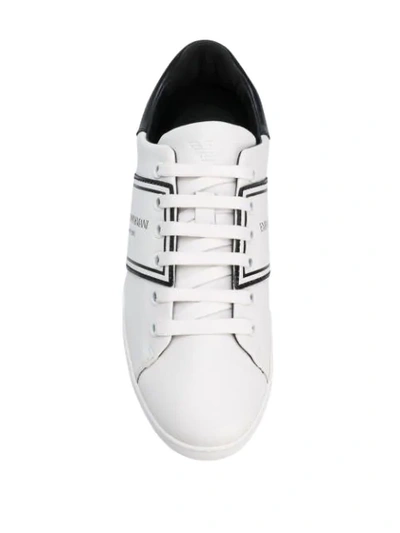 Shop Emporio Armani Side Logo Sneakers In White