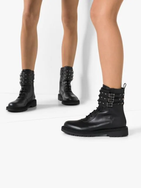 valentino combat boots with studs