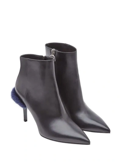 Shop Fendi Furryous Ankle Boots In F112e-black+widzard