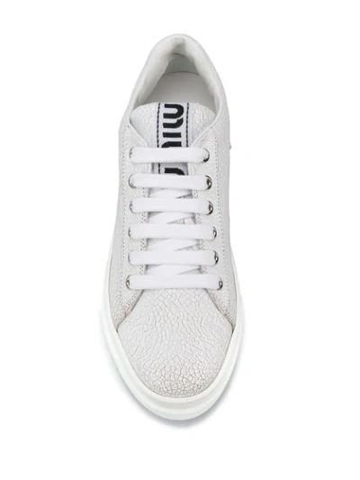 Shop Miu Miu Crystal-embellished Sneakers In Bianco