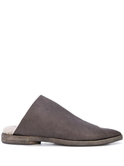 Shop Uma Wang Pointed Toe Slippers In Grey