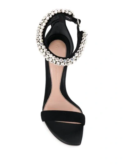 Shop Alexander Mcqueen Crystal Strap Sandals In Black