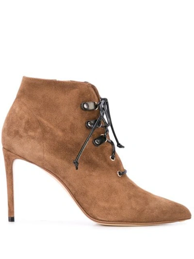 Shop Francesco Russo Stiletto Ankle Boots In Brown