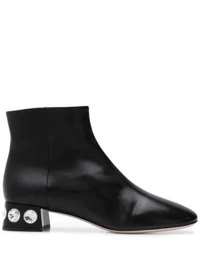 Shop Miu Miu Crystal-embellished Boots In Black