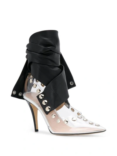 Shop Christopher Kane Leather Strap Heel In White