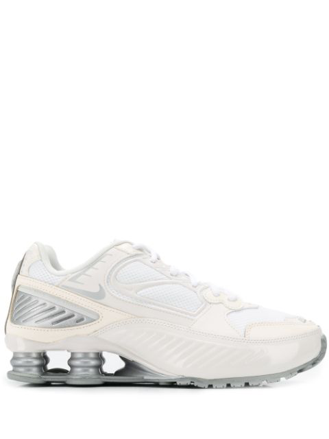 nike cream and silver shox enigma 9000 sneakers