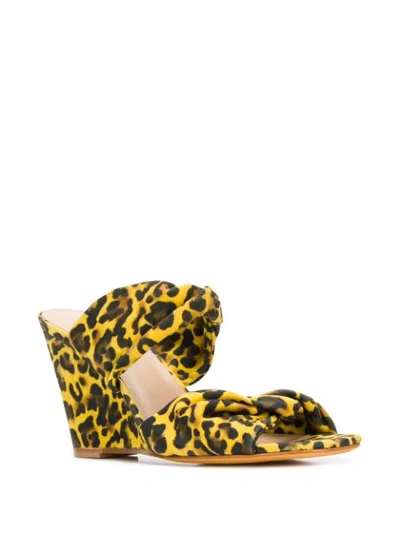 Shop Maryam Nassir Zadeh Carine Leopard-print Wedge Sandals In Yellow