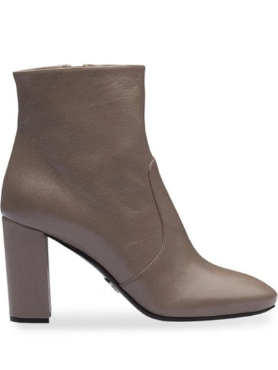 Shop Prada Madras Ankle Boots In Grey