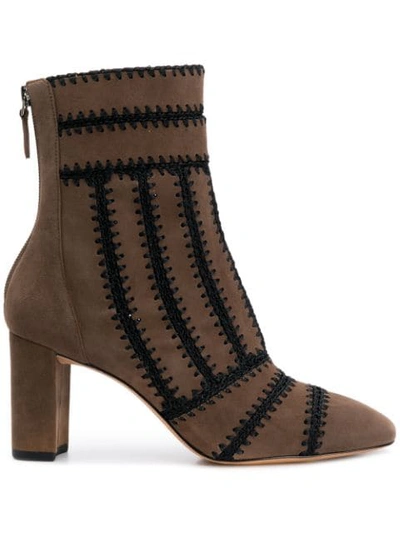 Shop Alexandre Birman Knitted Detail Boots In Brown
