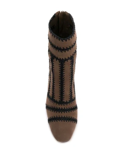 Shop Alexandre Birman Knitted Detail Boots In Brown