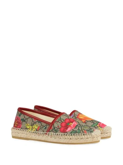 Shop Gucci Gg Flora Pattern Espadrille In Neutrals