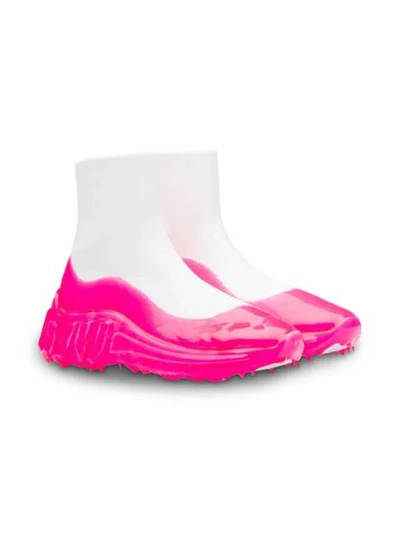 Shop Miu Miu Neon Pink And White Chunky Sock Sneakers