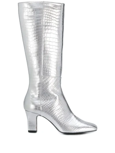 Shop Les Petits Joueurs Metallic Pointed Boots In Silver