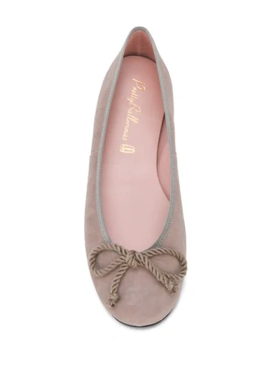 Shop Pretty Ballerinas Rope-bow Ballerina Shoes In Grey