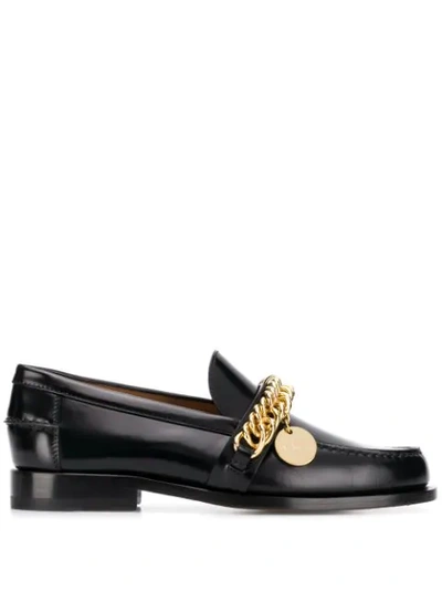 Shop Givenchy Chain Embellished Loafers In Black