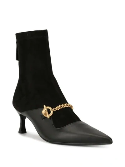Shop Salondeju Pointed Chain Ankle Boots In Black