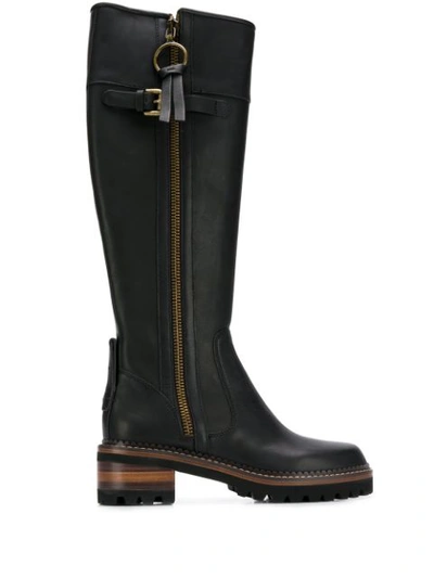 Shop See By Chloé Side-zip Knee-high Boots In Black