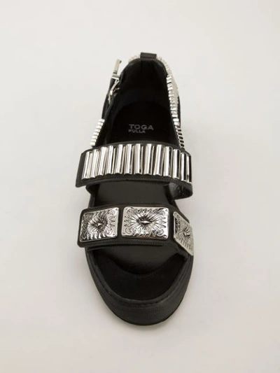 Shop Toga Embellished Sandals In Black
