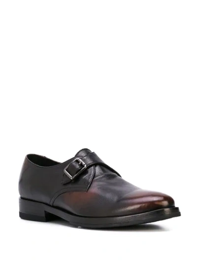 Shop Alberto Fasciani Burnished Monk Shoes In Brown