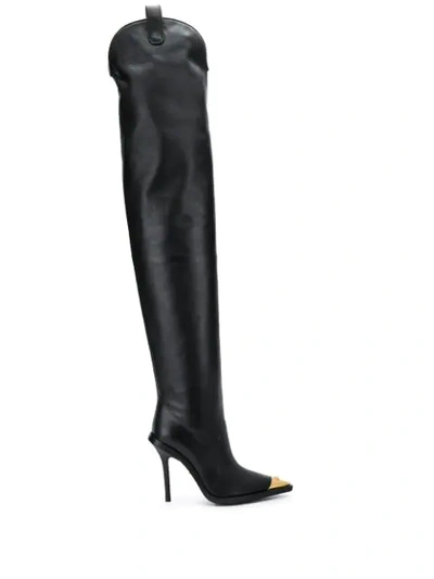 Shop Versace V-western Over-the-knee Boots In Black