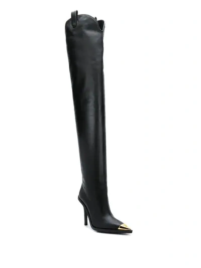 Shop Versace V-western Over-the-knee Boots In Black