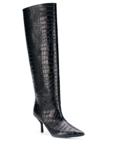 Shop Semicouture Crocodile Effect Boots In Blue