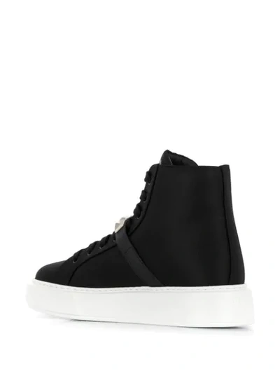 Shop Prada Embellished High Top Sneakers In Black