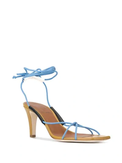 Shop Malone Souliers Camilla Lace-up Sandals In Light Blue / Mist / Military Green / Midnight