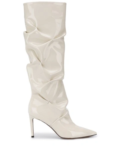 Shop L'autre Chose Ruched Knee-length Boots In White