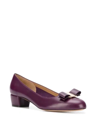 Shop Ferragamo Bow-embellished Ballerina Shoes In Purple