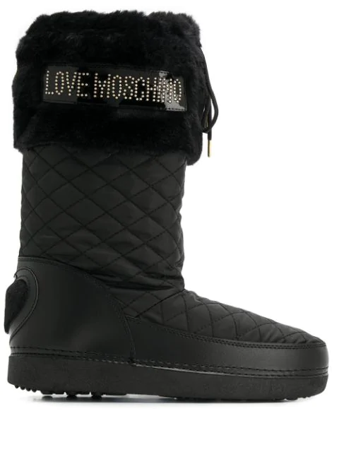 love moschino faux fur stud snow boots
