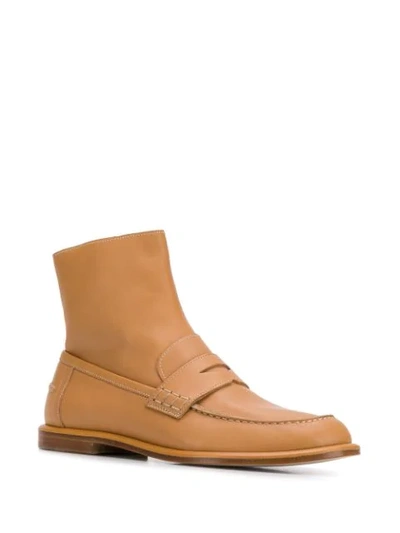 Shop Loewe Loafer Ankle Boots In Brown